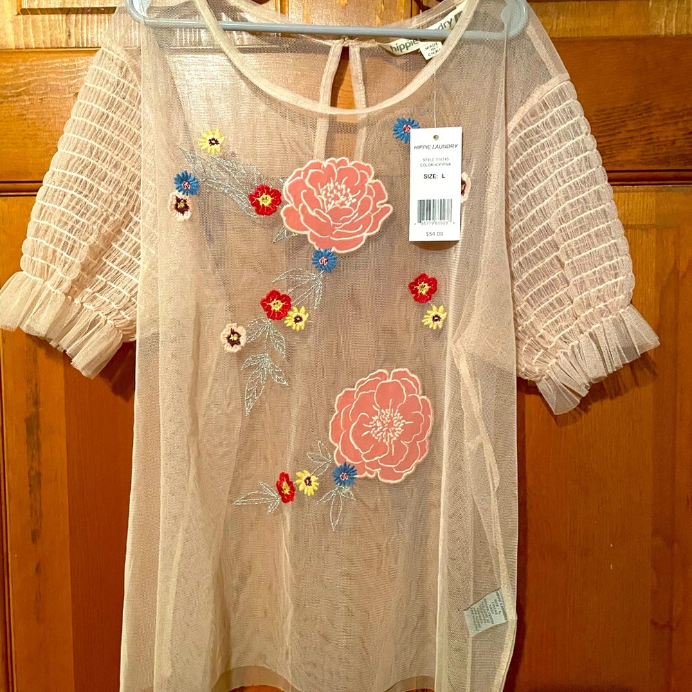 NWT hippie laundry sheer top size large